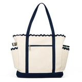 Women's Scalloped Tennis Tote Navy-Bags-Ame and Lulu-STT-S25-3-Tennis Express