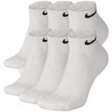 Unisex Everyday Cushioned Training Low Socks (6 Pairs) White and Black,Socks,Nike,White/Black,S,Tennis Express,SX7672-100