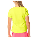 Girls' Dynamic High-Low Short Sleeve Tennis Top Neon Yellow, Lucky In Love, Tennis Express, T188-710BS23-1