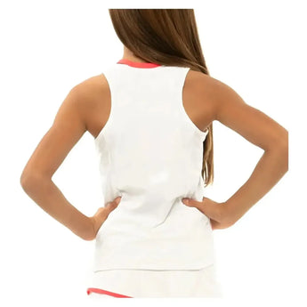 Girls' V-Neck Cutout Tennis Tank White and Coral Crush-Apparel-Lucky In Love-T207-155B-2-Tennis Express