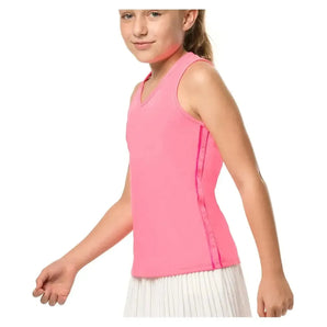 Girls' V-Neck Cutout Tennis Tank Pink-Apparel-Lucky In Love-T207-648B-1-Tennis Express