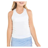 Girls' V-Neck Cutout Tennis Tank-Apparel-Lucky In Love-T207-W-Tennis Express