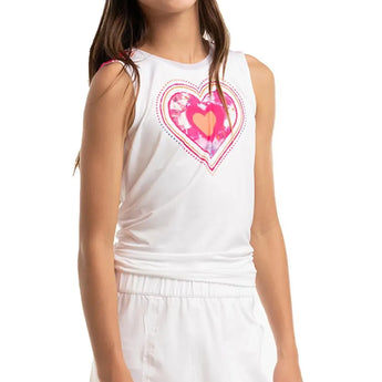 Girl's Shock N' Love Tie Back Tennis Tank White-Apparel-Lucky In Love-T211-X47110U24-Tennis Express