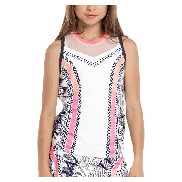 Girls' Santa Fe Glow Tennis Tank Pink, Lucky In Love, Pink, Tennis Express, T228-P98648F22-PINK-1