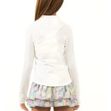 Girls' Mandarin Collar Long Sleeve Tennis Top White-Apparel-Lucky In Love-T242-110BF21-2-Tennis Express