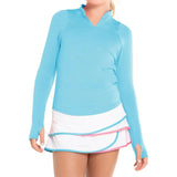 Girl's Mandarin Collar Tennis Long Sleeve Ocean-Apparel-Lucky In Love-T242-410B-Tennis Express