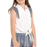 Girls' Bandelier Tie Tennis Polo White,Apparel,Lucky In Love,2XS,,Tennis Express,T255-N93110F22