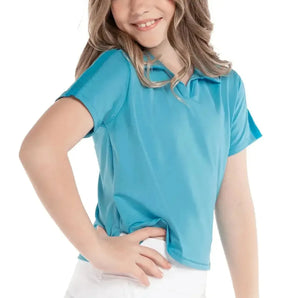 Girls' Cropped Tennis Polo-Apparel-Lucky In Love-T257-B-B-Tennis Express