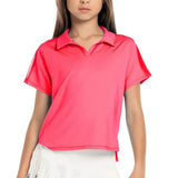 Girls' Cropped Tennis Polo-Apparel-Lucky In Love-T257-B-P-Tennis Express