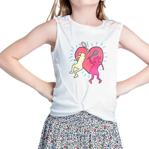 Girls' Retro Doodles Tennis Tank Multicolor-Apparel-Lucky In Love-T261-96B955U25-Tennis Express