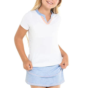 Girl's Blossom Tennis Short Sleeve White-Apparel-Lucky In Love-T267-R16110-1-Tennis Express