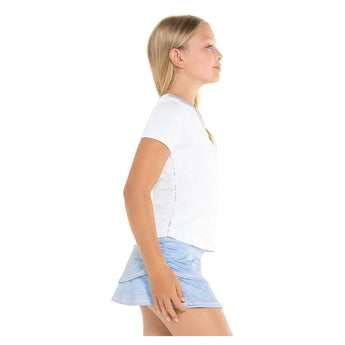 Girl's Blossom Tennis Short Sleeve White-Apparel-Lucky In Love-T267-R16110-2-Tennis Express