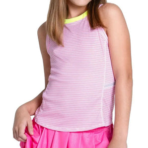 Girls' Victory Streak Tennis Tank Pink-Apparel-Lucky In Love-T269-11A648S25-Tennis Express