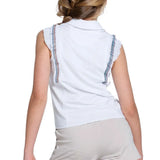 Girls' Lucky Stripe Tie Tennis Polo White-Apparel-Lucky In Love-T287-V38110H24-2-Tennis Express