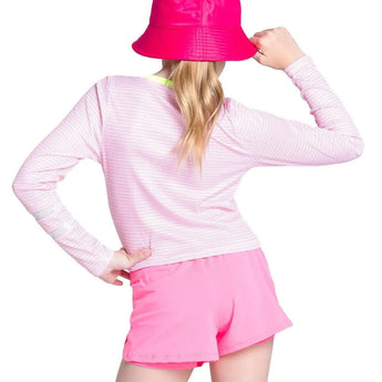 Girls' Victory Steak Long Sleeve Tennis Top Pink-Apparel-Lucky In Love-T293-11A648S25-1-Tennis Express