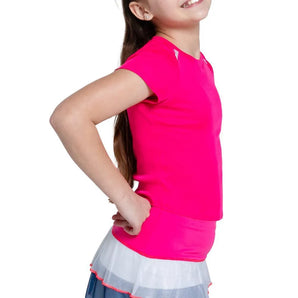 Girls' Hip To It Short Sleeve Tennis Top Shocking Pink-Apparel-Lucky In Love-T294-645F24-1-Tennis Express