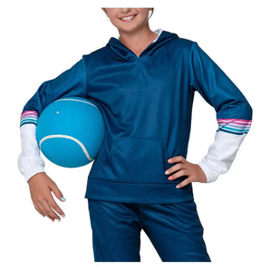 Girls' Good Vibes Fleece Tennis Hoodie Navy-Apparel-Lucky In Love-T297-31E400F25-Tennis Express