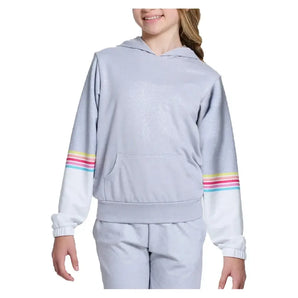 Girls' Over The Rainbow Tennis Hoodie Heather Grey-Apparel-Lucky In Love-T297-X81080S25-Tennis Express