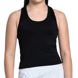 Girls' Mia Tennis Tank with Bra Black,Apparel,Lucky In Love,Black,2XS,Tennis Express,T299-001-3