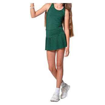 Girls' Mia Tennis Tank With Bra Team Green, Lucky In Love, Tennis Express, T299-300-3