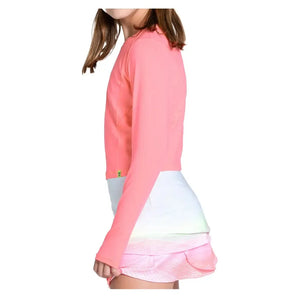 Girls' Cross Court Long Sleeve Tennis Top Flamingo-Apparel-Lucky In Love-T302-670S25-1-Tennis Express