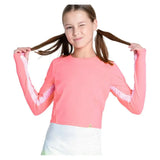 Girls' Cross Court Long Sleeve Tennis Top Flamingo-Apparel-Lucky In Love-T302-670S25-Tennis Express