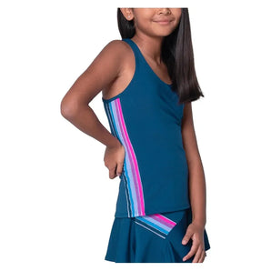 Girls' Chroma Stripe Tennis Tank Navy-Apparel-Lucky In Love-T307-400F25-1-Tennis Express