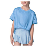 Girls' Linen Play Short Sleeve Tennis Top Periwinkle-Apparel-Lucky In Love-T309-01D432F25-3-Tennis Express