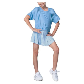 Girls' Linen Play Short Sleeve Tennis Top Periwinkle-Apparel-Lucky In Love-T309-01D432F25-5-Tennis Express