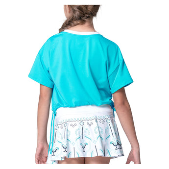 Girls' Fab Short Sleeve Tennis Top Aquamarine-Apparel-Lucky In Love-T309-416H25-2-Tennis Express