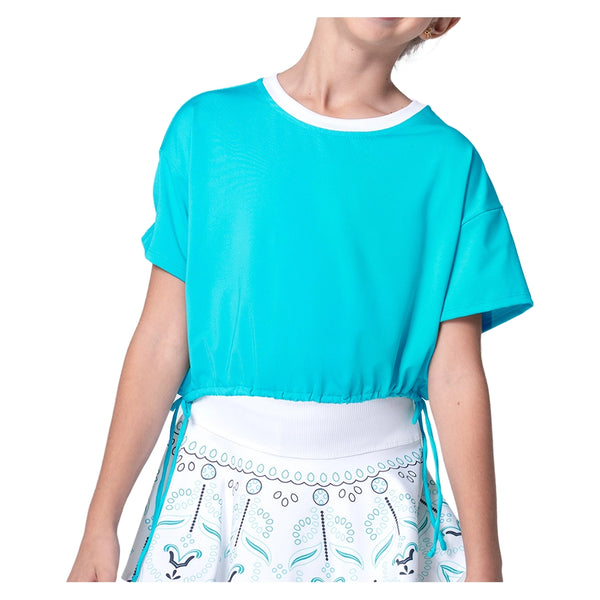 Girls' Fab Short Sleeve Tennis Top Aquamarine-Apparel-Lucky In Love-T309-416H25-669582Tennis Express