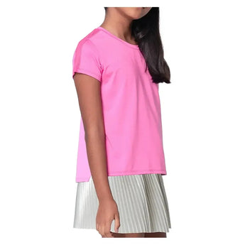 Girls' Boxy Short Sleeve Tennis Top Pink-Apparel-Lucky In Love-T310-648B-2-Tennis Express
