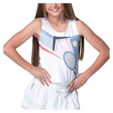 Girls' Linen Nouveau Tennis Tank White-Apparel-Lucky In Love-T313-37E110F25-3-Tennis Express