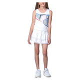 Girls' Linen Nouveau Tennis Tank White-Apparel-Lucky In Love-T313-37E110F25-5-Tennis Express