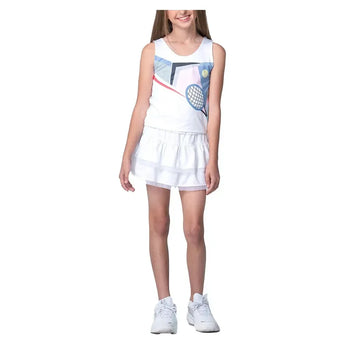 Girls' Linen Nouveau Tennis Tank White-Apparel-Lucky In Love-T313-37E110F25-5-Tennis Express