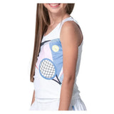 Girls' Linen Nouveau Tennis Tank White-Apparel-Lucky In Love-T313-37E110F25-6-Tennis Express
