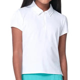 Girls' Pleated Short Sleeve Tennis Polo White-Apparel-Lucky In Love-T314-110F25-Tennis Express