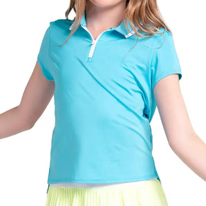 Girls' Pleated Tennis Polo Parrot,Apparel,Lucky In Love,Parrot,2XS,Tennis Express,T314-447-3