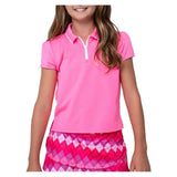 Girls' Pleated Short Sleeve Tennis Polo Pink-Apparel-Lucky In Love-T314-648-Tennis Express