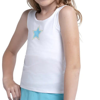 Girls' Starlane Tennis Tank White,Apparel,Lucky In Love,White,2XS,Tennis Express,T317-39G110-3