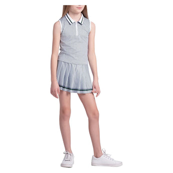 Girls' Prep Edit Tennis Polo Tank Team Green and White, Lucky In Love, Tennis Express, T319-00J300-3