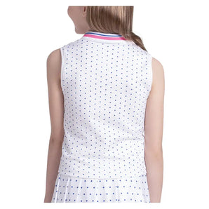 Girls' Bold Statement Tennis Polo Tank White,Apparel,Lucky In Love,,,Tennis Express,T319-09J110-4