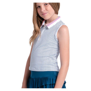 Girls' Glow Point Tennis Polo Tank White-Apparel-Lucky In Love-T319-37G110-1-Tennis Express