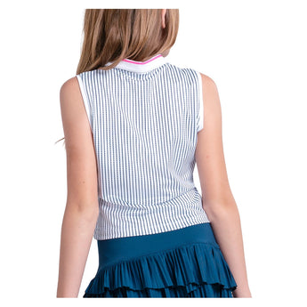 Girls' Glow Point Tennis Polo Tank White-Apparel-Lucky In Love-T319-37G110-2-Tennis Express