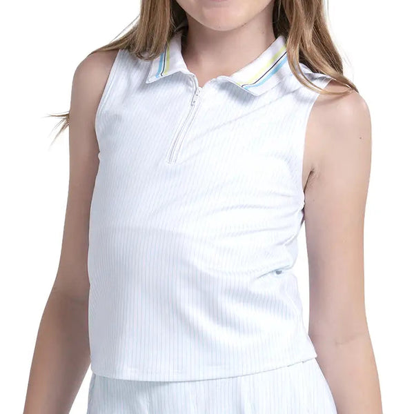 Girls' Lanes Of Fun Polo Tennis Tank White,Apparel,Lucky In Love,White,2XS,Tennis Express,T319-40G110-3