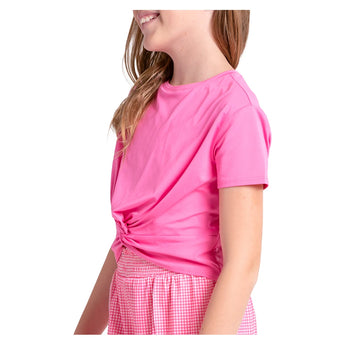 Girls' Peek-A-Bow Short Sleeve Tennis Top Taffy-Apparel-Lucky In Love-T321-695-1-Tennis Express