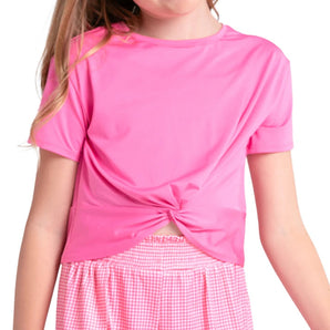 Girls' Peek-A-Bow Short Sleeve Tennis Top Taffy-Apparel-Lucky In Love-T321-695-Tennis Express