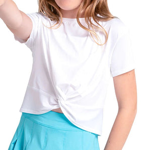 Girls' Peek-A-Bow Short Sleeve Tennis Top-Apparel-Lucky In Love-T321-Tennis Express