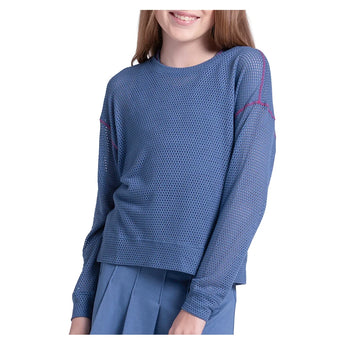 Girls' Chill Day Long Sleeve Tennis Top Steel Blue,Apparel,Lucky In Love,Steel Blue,2XS,Tennis Express,T324-445