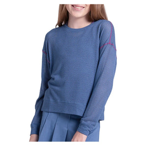 Girls' Chill Day Long Sleeve Tennis Top Steel Blue,Apparel,Lucky In Love,Steel Blue,2XS,Tennis Express,T324-445